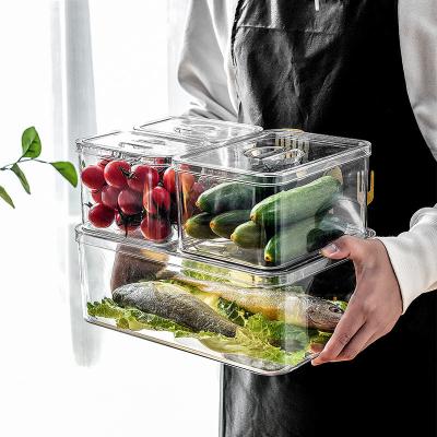 China Clear Bpa Free Stackable Plastic Organizer With Handle 3 Size Kitchen Pantry Bin Fridge Storage Viable for sale