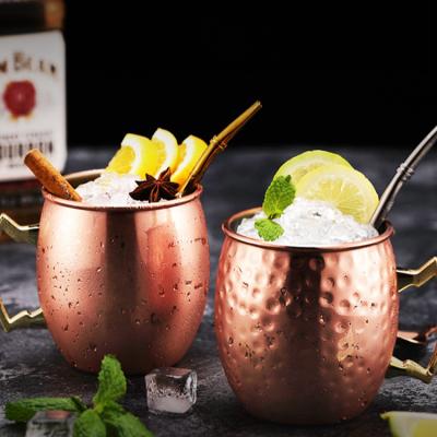 China 530ml Metal Hammer Point Cook Coffee Tea Beer Mug Copper Moscow Mule Mug Viable Custom Stainless Steel Mug for sale