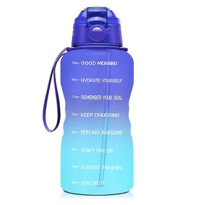 China Best Selling Viable Gallon Bottles With Marker Custom Motivational Jugs Time Logo Fitness Glass Water Bottle 2L for sale