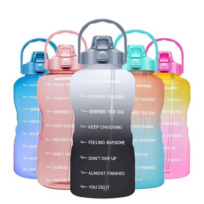 China Viable Fitness Large 1 Gallon Motivational Drinking Water Bottles With Time Marker And Straw for sale