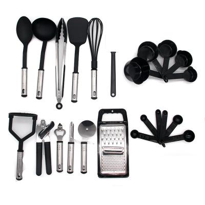 China Customized Viable Cocina Kitchen Accessories Sets 23 Nylon Cookware Set With Non Toxic Spatula Silicone Kitchen Tools for sale