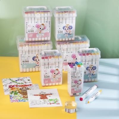 China Fashionable New Designer Style Kids Suitcase Box Marker Pen Water Based Set Colored Safe Drawing Pen for sale