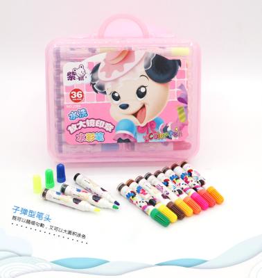 China Plastic Cheap PP Box Holder Supplier Kit Sale Top Quality Water Maker PP Color Pen Set With Stamp for sale