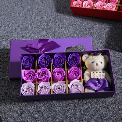 China Romantic Gorgeous Soap Flower Bouquet Twelve Flowers Include Handmade Colorful Gift Box With Soap Plants Color Custom Soap Flower Bouquet for sale