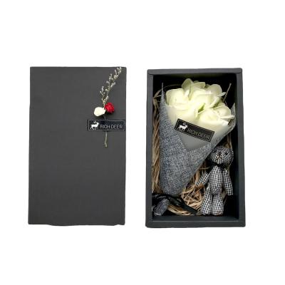 China Basic Cleansing Flower Soap Seven Flowers Include Handmade Black Gift Box With Soap Plants Color Flower Custom Soap for sale