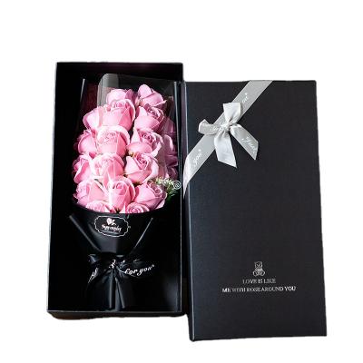 China Basic Cleansing Flower Soap Eighteen Flowers Include Handmade Black Gift Box With Soap Plants Color Flower Custom Soap for sale