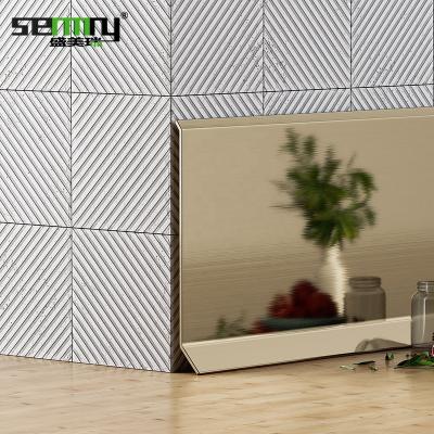 China Modern Decorative Wood Color Brushed 3d Metal Design Aluminum Alloy Baseboard Wall Skirting Board Protectors for sale