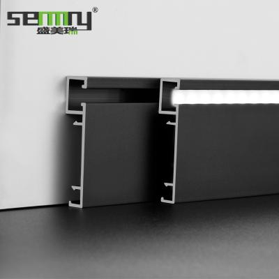 China Modern Customized Aluminum Skirting Board With Led strip profile slot flooring accessories baseboard for sale