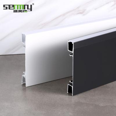 China Modern Aluminum baseboard exterior angel brushed titanium skriting board with led lights for sale