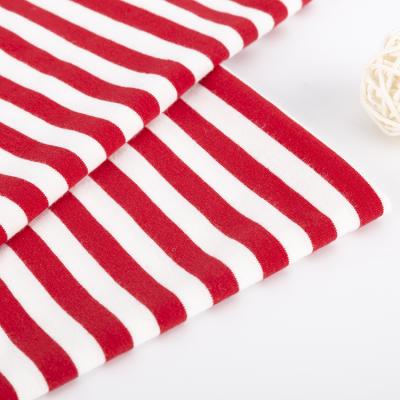 China High Quality And Sustainable Soft Striped Fabric Fabric Manufacturer Knit Red White Striped Fabric for sale