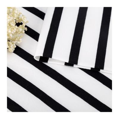 Китай Sustainable Wholesale Knit Spandex Fabric Striped Black And White Striped T-shirt 95 Cotton 5 Spandex Fabric продается