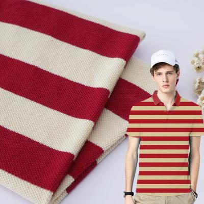 China Sustainable Striped 100% Polo Fabric Man Waffle Pique Fabric Cotton Pique Fabric Price for sale