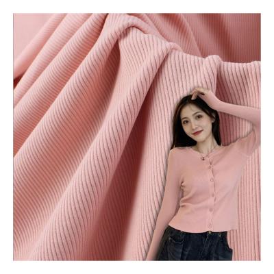 China Stretch 93% cotton and 7% spandex 2*2 rib fabric weft ribbed knit polyester spandex knit fabric for sale