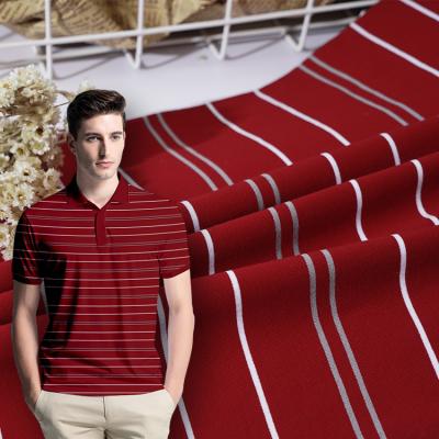 China Stretch Factory Supply Cotton Mercerized Plain Yarn Dyed Jersey Knit Fabric Cotton Polo Shirt Fabric for sale