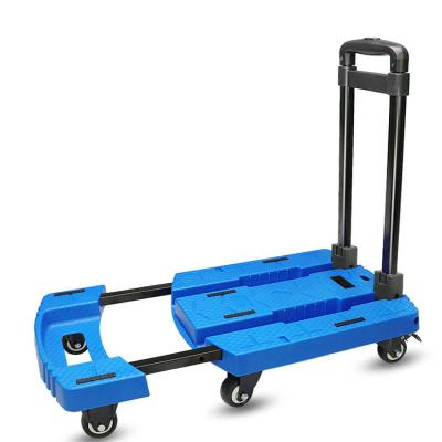 China Large Loading Capacity Six Wheels Shopping Cart Easy Folding Extended Push Folding Trolley for sale