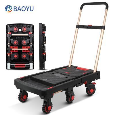 China Folding Wholesale Plastic Food Carts Folding Hand Push Trolley Cart - Shopping Trolley Cart, Tote Trolley for sale