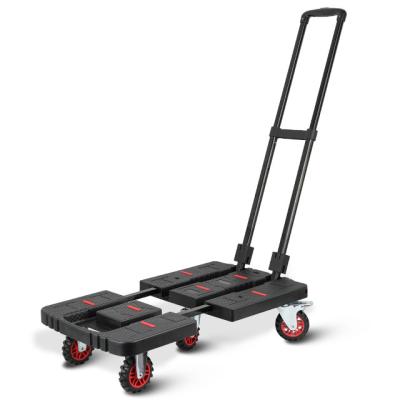 China OEM ODM Easy-Carry Five Wheels Flatbed Cart Folding Foldable Storage Travel Trolley Luggage Cart For Warehouse Hand Carts for sale