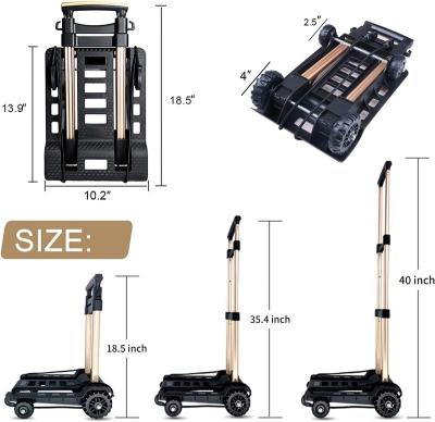 China Universal Tank Four Wheeled Band Folding Trolley Cart Mini Rubber Easy Foldable Trolley for sale