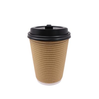 China Disposable Take Away Kraft Design Double Wall Insulated Ripple Paper Cup For Coffee Or Hot Drink for sale