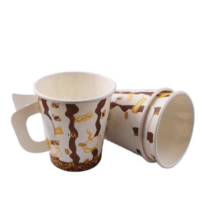 China Disposable China Cheap 4oz, 7oz, 8oz, 9oz Hand Single Wall Paper Cups With Handle for sale