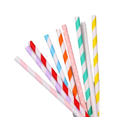 China Christmas factory price 23cm biodegradable custom printed stripes polka paper straw for drinking for sale