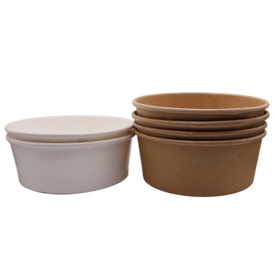 China Original good quality large diameter kraft paper biodegradable take away bowl for salad or soup for sale