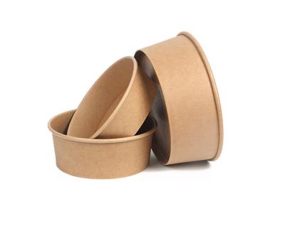 China Recycled Materials Factory Direct Food Grade Customized Salad Paper Bowls Kraft Paper Bowls With PE/PP Lids for sale