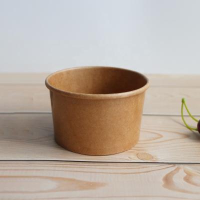 China Disposable Kraft Paper Soup Bowl With PLA Lining Salad Bowl Paper Salad Bowl With Cover Lid for sale