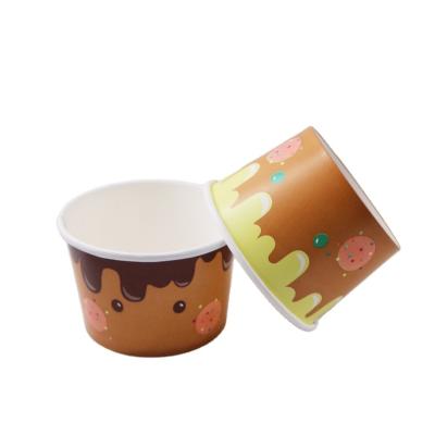 China Custom Disposable Manufacturers Logo Printed Frozen Ice Cream Yogurt Paper Containers Cup Bowl for sale