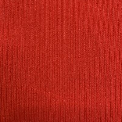 China Anti Pill Red Hacci Rib Knit Fabric 2x2 Combe Cotton Spandex Sweater Fabric Red Heavyweight 430GSM for sale