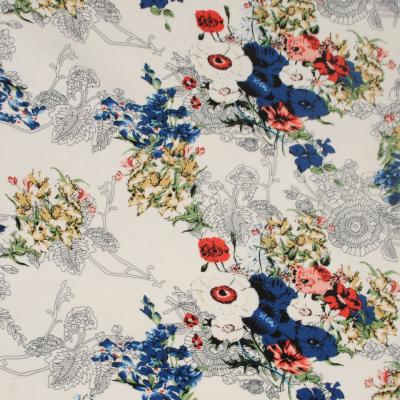 China Anti Pill Spandex Fabric Heavy Viscous Nylon Floral Digital Printed Colorful Flower Ponti De Roma Fabric for sale