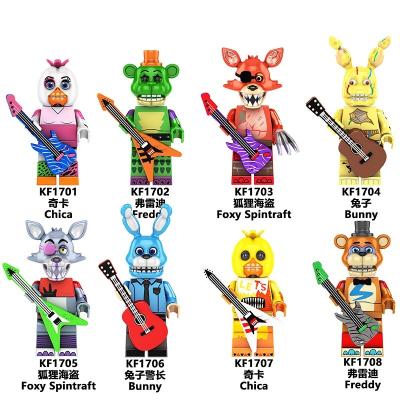 China FNAF Movie Anime Horror KF6160 Plastic Kids Toy Juguete Freddy Bunny Foxy Spintraft Chica Mini Figure Bricks Building Block Eco-friendly Material for sale