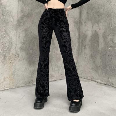 China Sustainable Dark retro autumn and winter black bell-bottom pants for women's wear Europe and the United States Spring and Autumn for sale