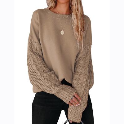 China Other Solid round neck reverse knitting cross-border lantern sleeve sweater in Europe and America in autumn and winter 2022 for sale