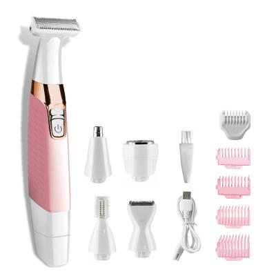 China Car USB Facial Eyebrow Trimmer Hair Shaver Nose Hair Body 5 in 1 Women Hair Removal Machine for sale