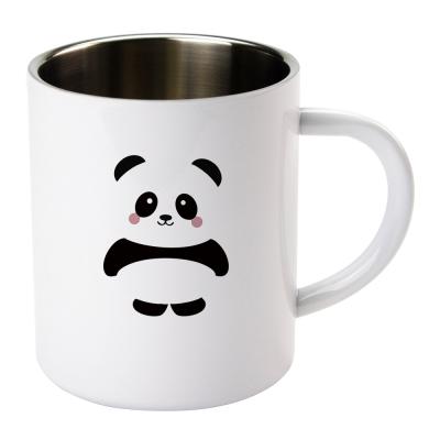 China Factory direct sales stocked camp steel cartoon Panda Tumbler 300ml sublimation spiritual white mug for sale