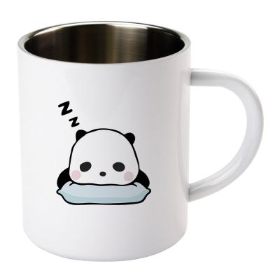 China Factory Direct Sales Hot Water Picnic Camp Steel Cartoon Panda Tumbler 300ml Stocked Sleepy Sublimation Masks Mugs for sale