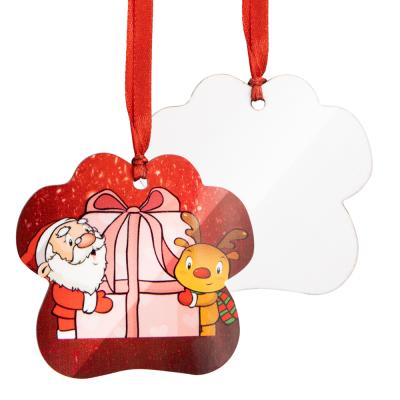 China Popular Xmas Gift Sublimation Blank MDF Christmas Ornaments Pendants MDF Log Ornament Dog Print for sale