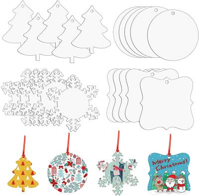 China Popular Christmas Gift Sublimation White MDF Christmas Ornaments Pendants MDF The Log Ornament for sale