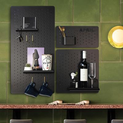 China Wholesale Sustainable Modern Rectangle Metal Pegboard Wall Mount Floating Shelves Kitchen Shelf for sale