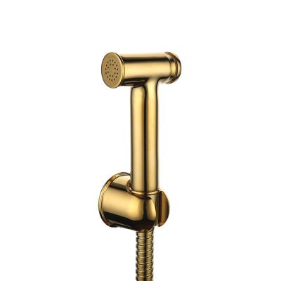 China Brushless Handheld Shower Set Brass Toilet Spray Gold Bidet Shower Kit Zinc Hose Holder Bathroom Accessories for sale