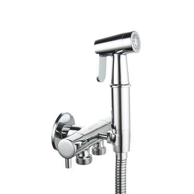 China Modern All-Copper Toilet Shattaf Toilet Spray Gun Female Joint Brushed European Style Bidet Sprayer Set Color Sliver Chromed shattaf for sale