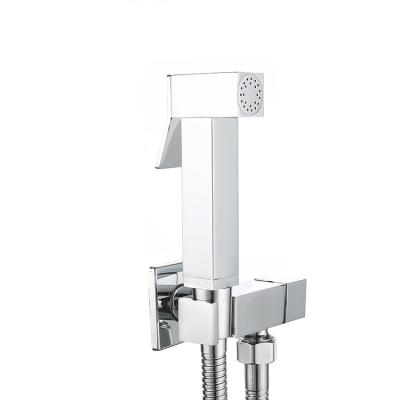 China Shattaf Newly Square Bathroom Toilet Modern High Pressure Solid Brass Bidet Sprayers Multifunctional Handheld Set for sale