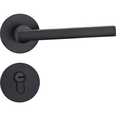 China High Quality Modern Simple Quick Lock Bedroom Black Handle Solid Wood Home Door Lock for sale