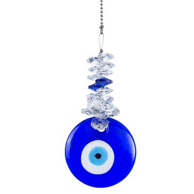 China Evil Eye Bohemian Blue Glass Talisman with Crystal Beads Good Luck Charm Home Office Car Decoration Blessing Ornaments for sale