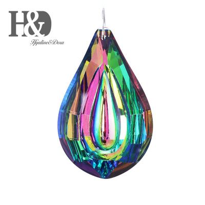 China Colorful Minimalist H&D 76mm Crystal Loquat Chandelier Lamp Hanging Ornament Pieces, DIY Suncatcher Rainbow Crystal Prisms Pendant Manufacturer for sale