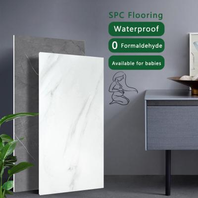 China Designable Wear Resistant High Quality Marble Stone Look Tile Effect SPC Flooring For Toilet for sale