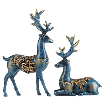 China China Resin Opens European and American Style Ornaments Position Stand Lovers Lying Deer for Home Decoration for sale