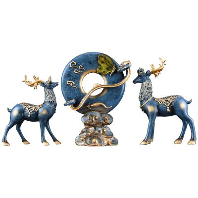 China New Creative China Home Office Display Rack Porch Opens Resin Deer Ornaments For Living Room Wine Cabinet Decorations Lucky Gifts for sale