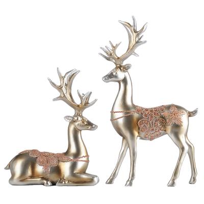 China China European American Decoration Crafts Creative Lucky Wedding Gift Mascot Resin Deer Pairs For Home Decoration for sale